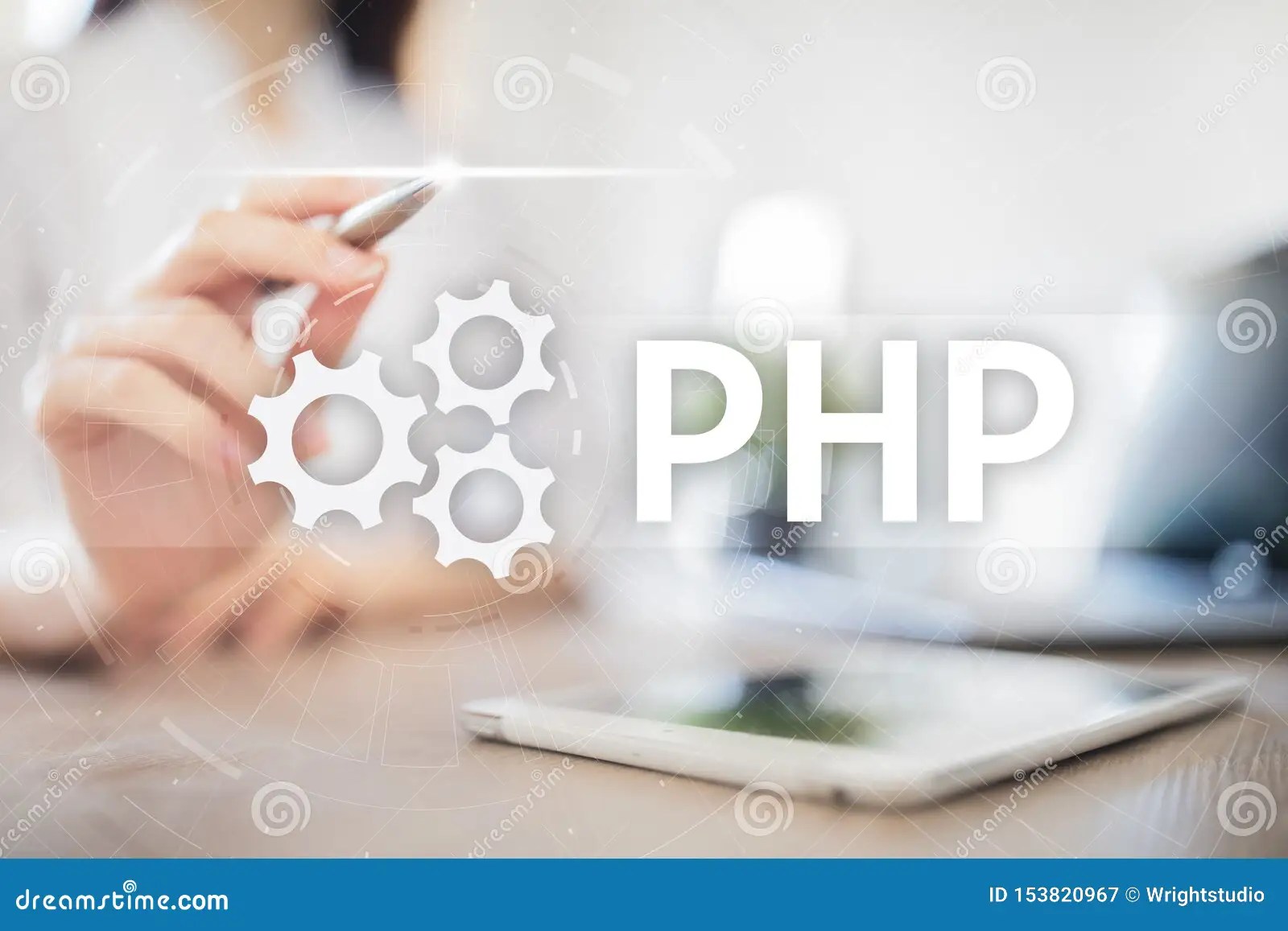 PHP,  Development Concept on Virtual Screen. Stock Image Image of
