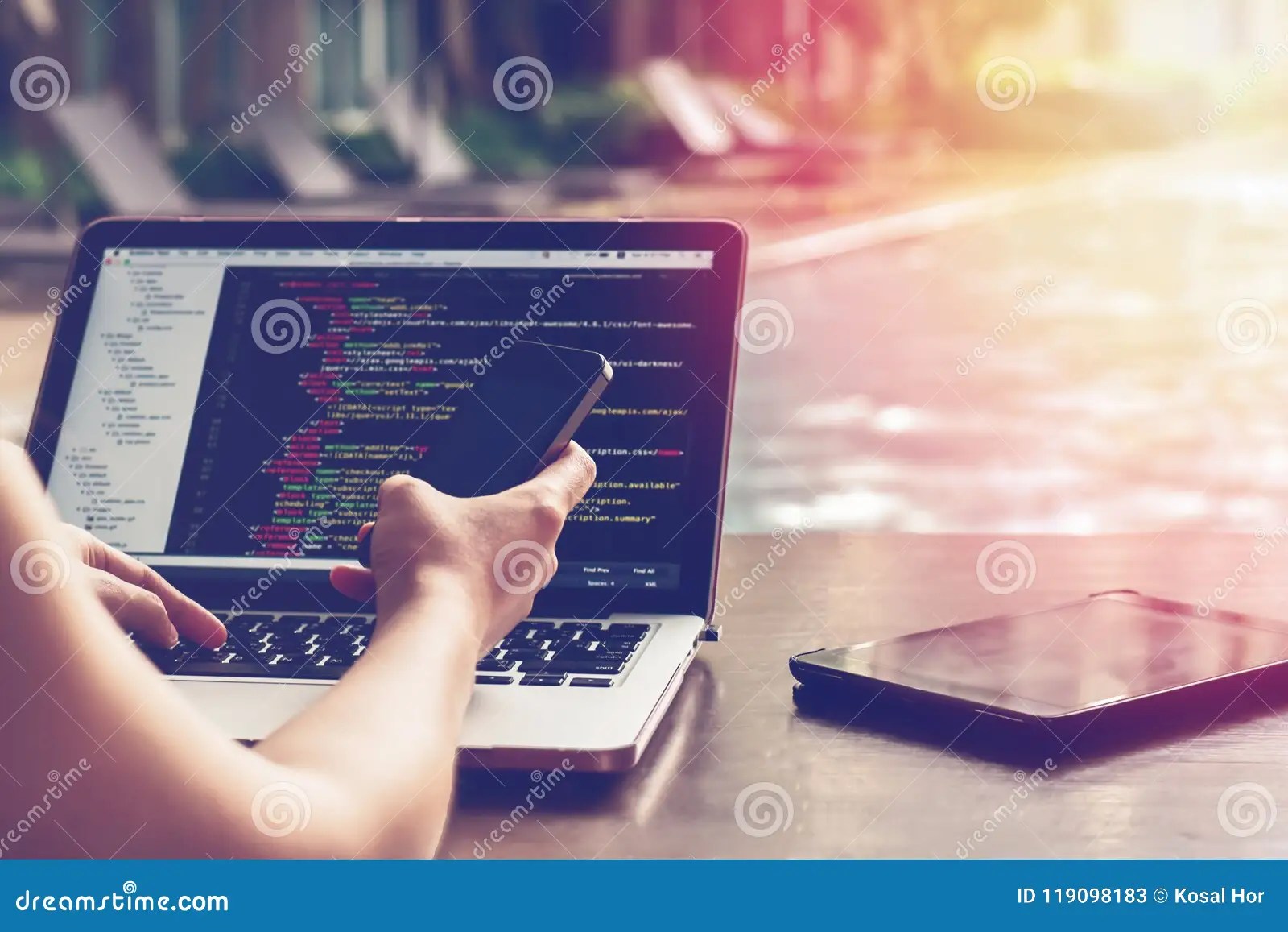 A Piece of Programming Code in IDE with Blur Effect. Programmer