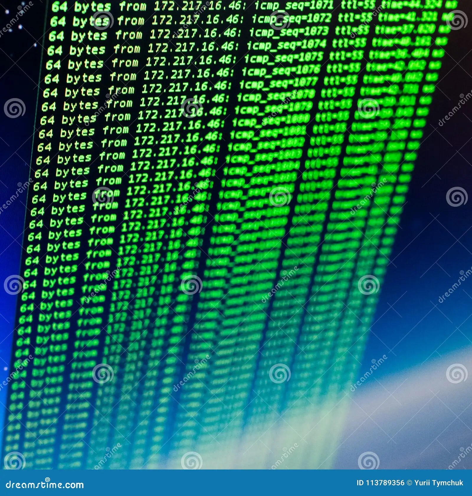 Ping of Site Using UNIX Bash Shell. Green Code in Command Line