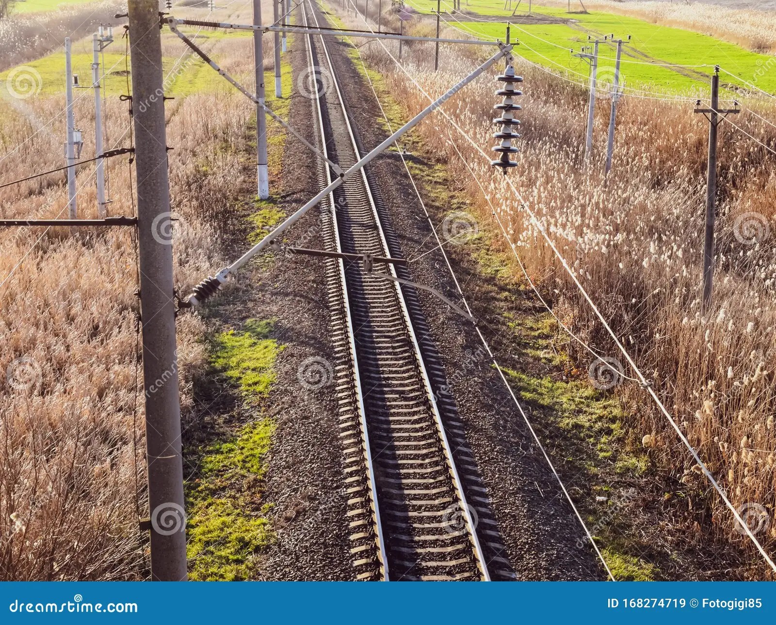 Plot Railway. Top View On The Rails. Highvoltage Lines