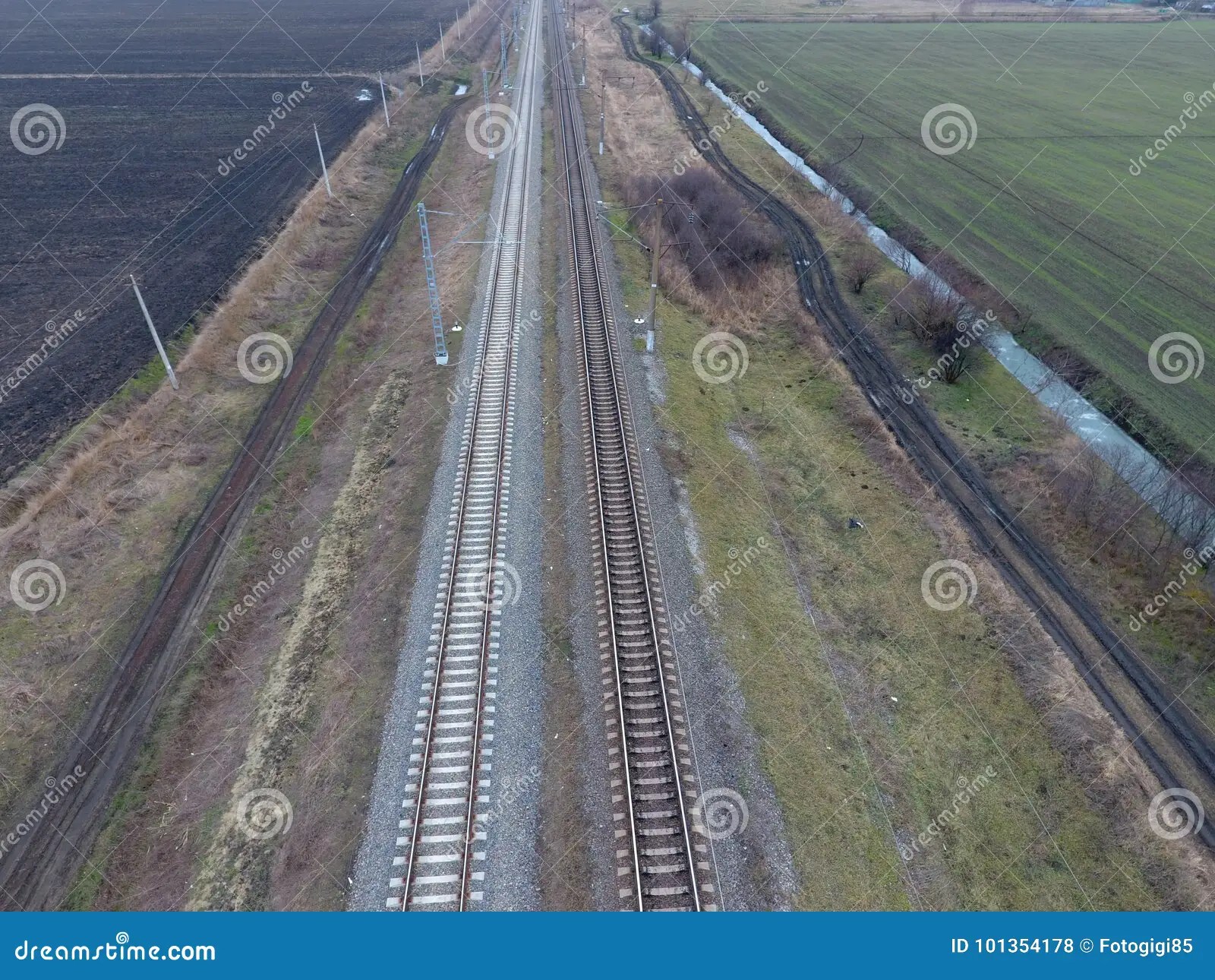 Plot Railway. Top View On The Rails. Highvoltage Power