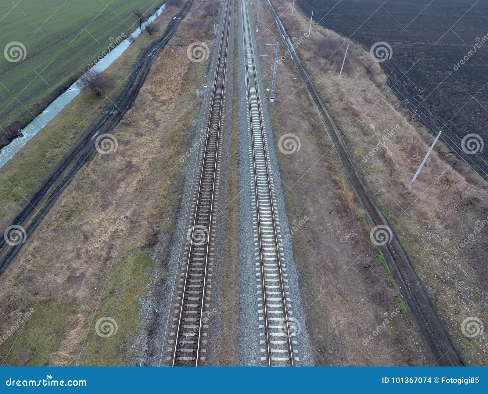 Plot Railway. Top View On The Rails. Highvoltage Power