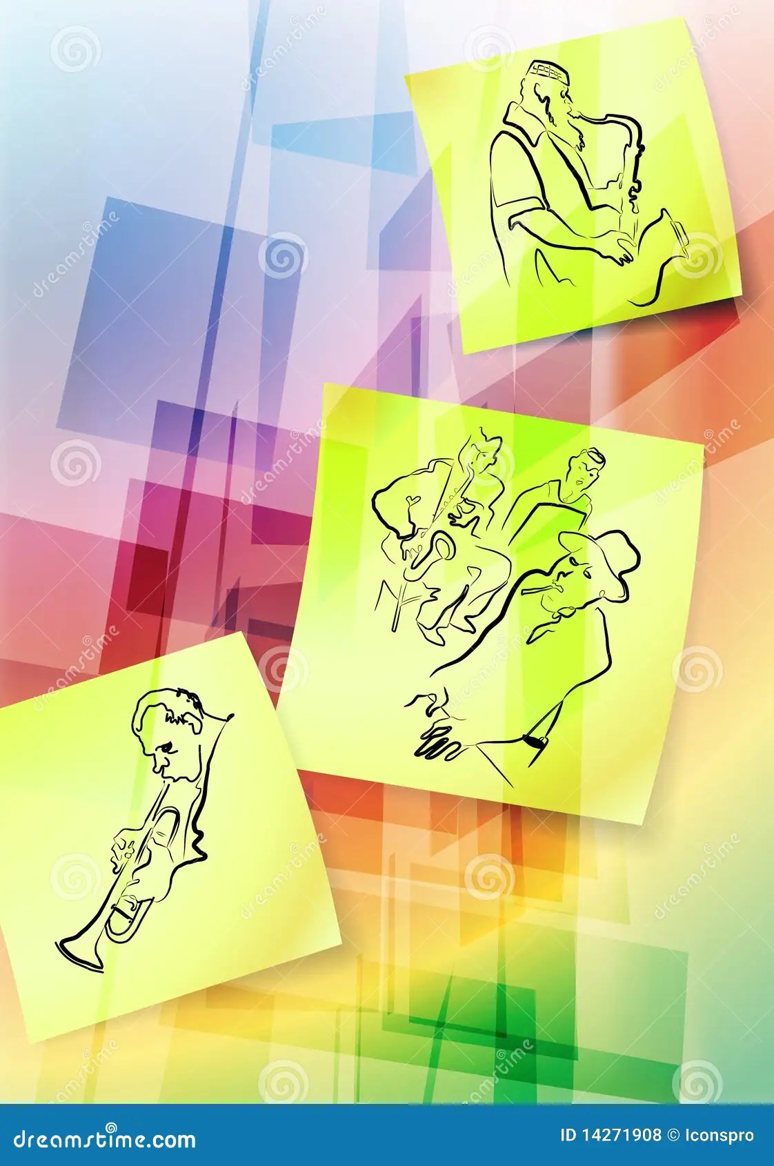 Post it Notes on Abstract Background Stock Illustration Illustration