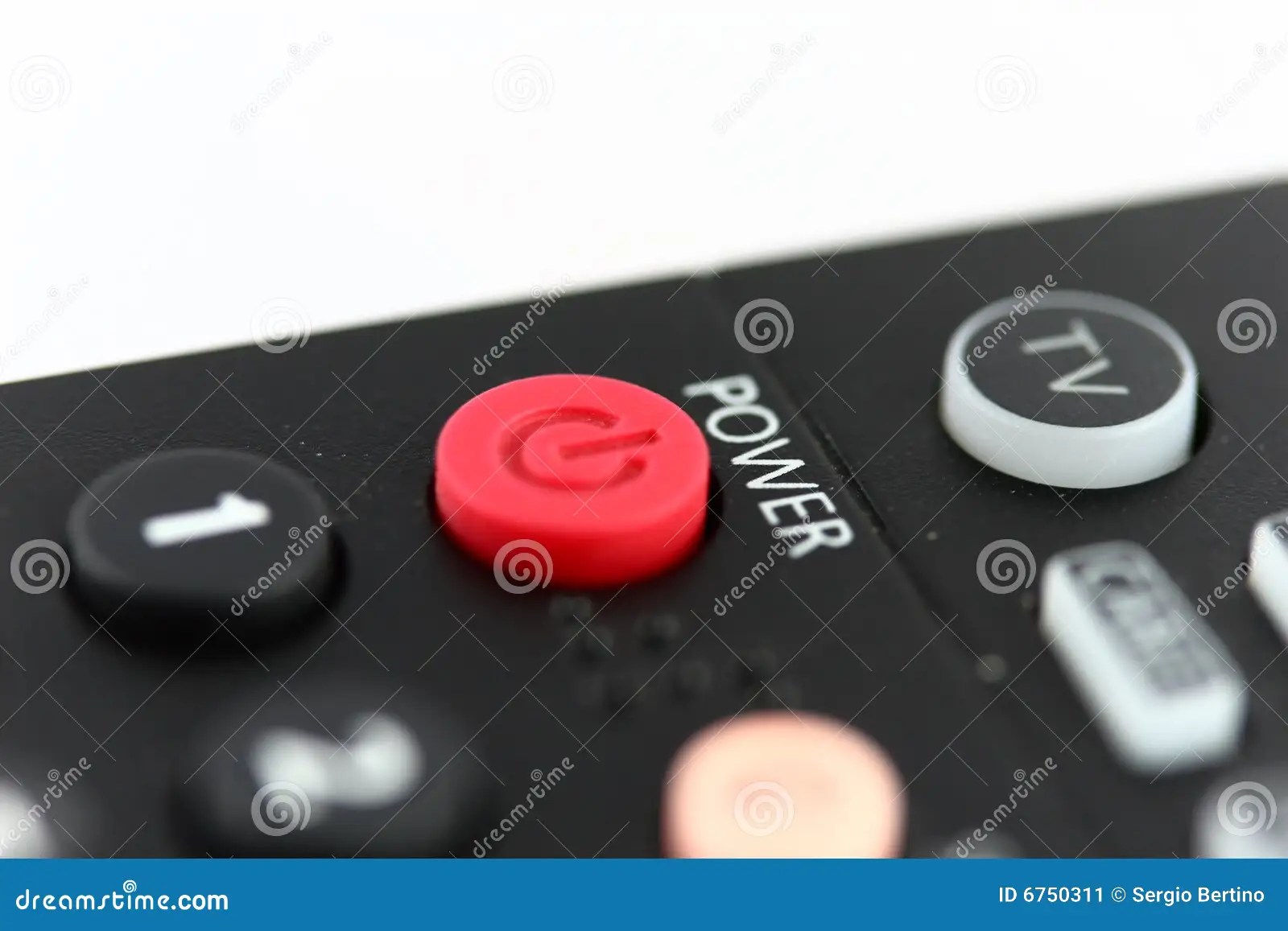 Red Power Button On TV Remote Control Stock Image Image 6750311