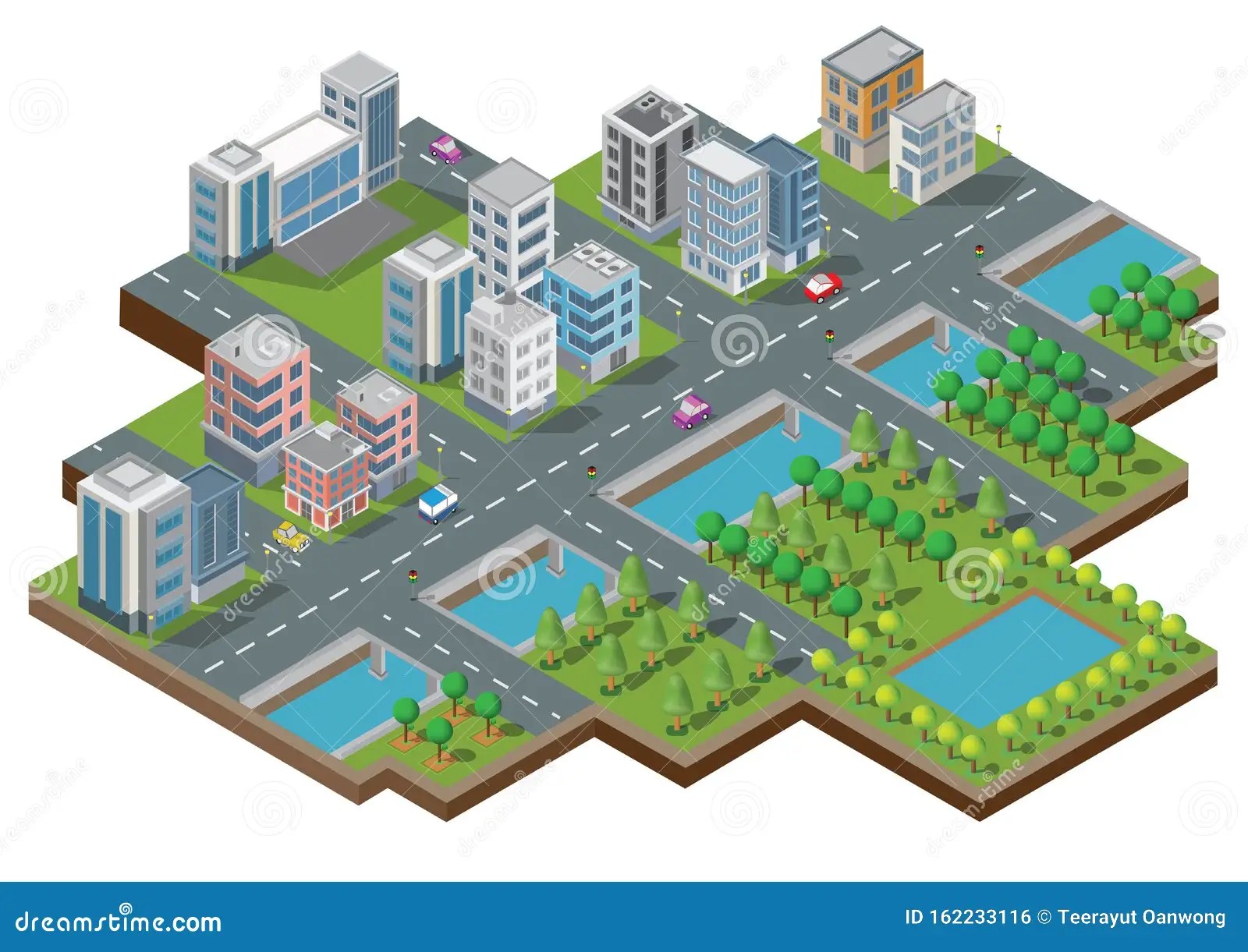 Isometric City Building Vector. Stock Illustration
