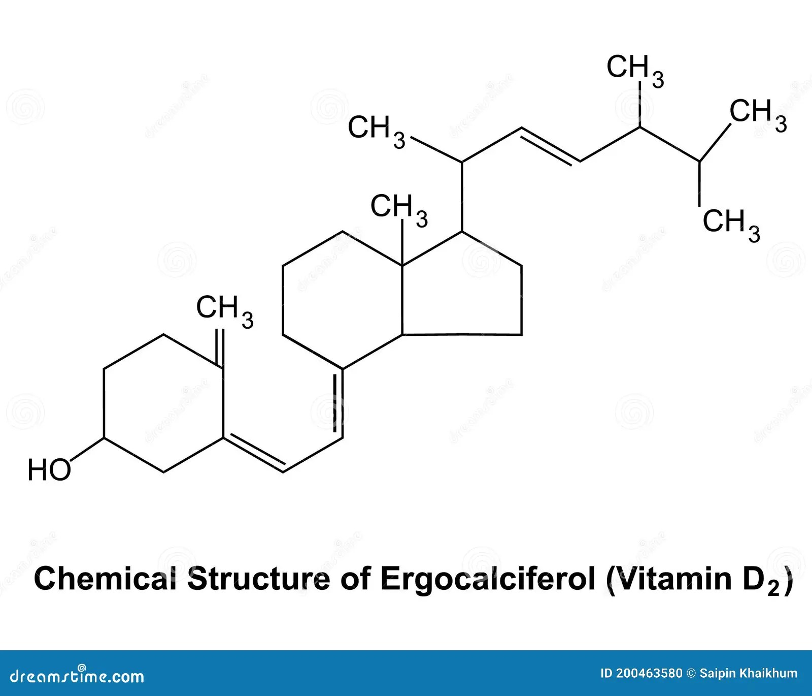 Chemical Structure of Ergocalciferol. Stock Vector Illustration of