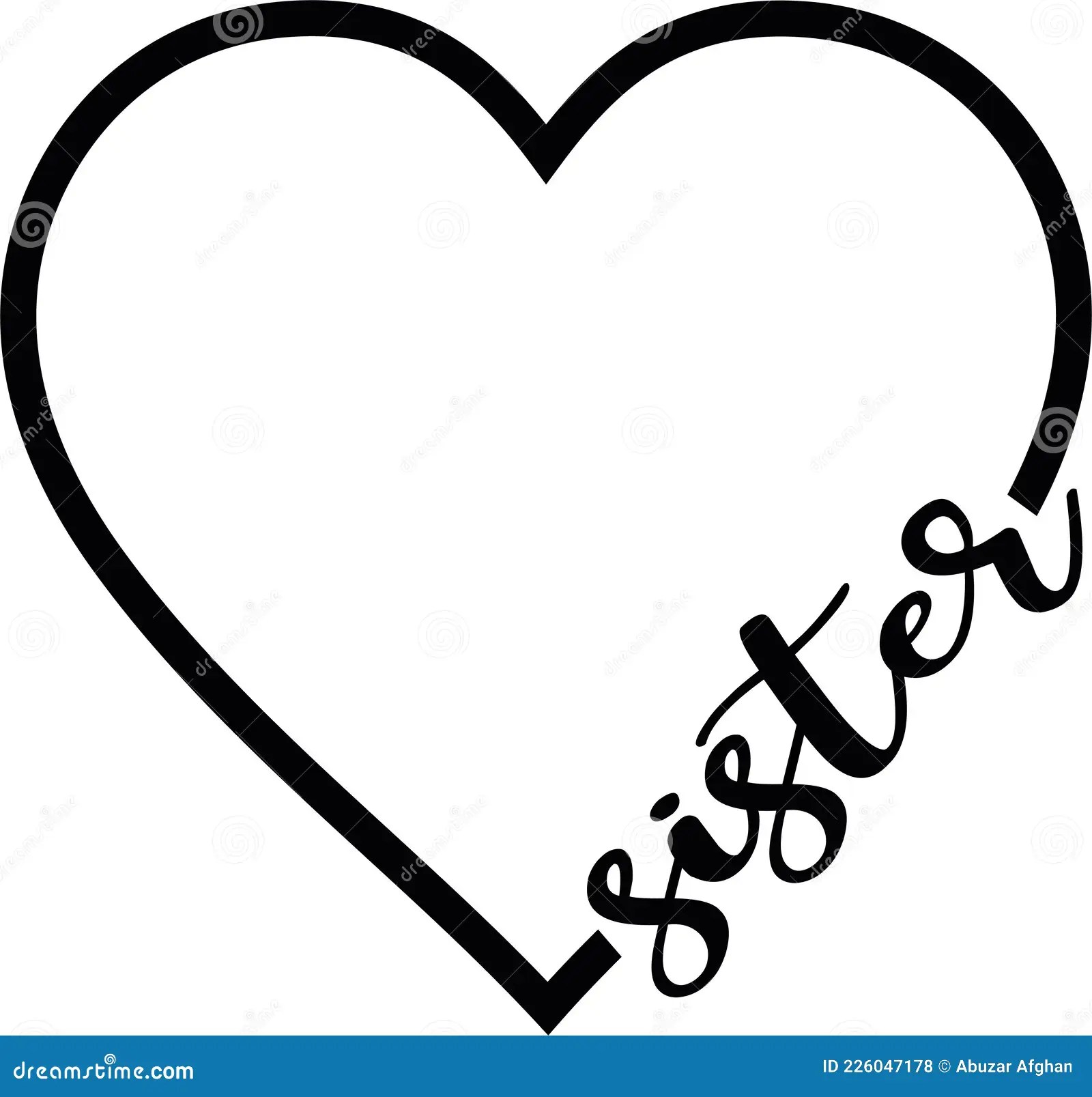 Heart with Sister Text Svg Vector Cutfile for Cricut and Silhouette