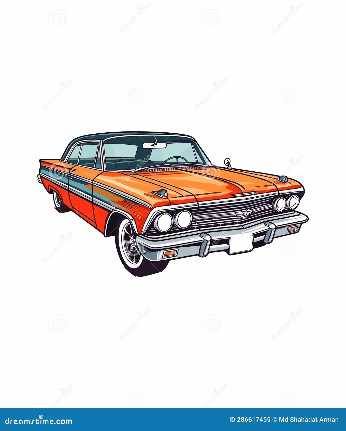 Classic American Car Style. Vintage Vehicle Vector Illustration
