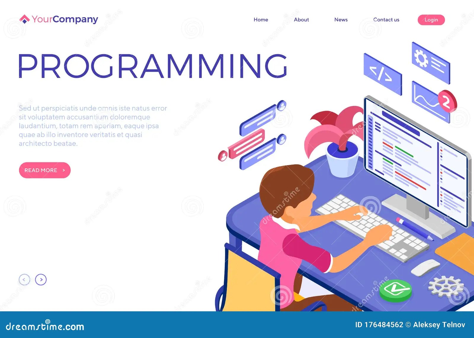 Programmer Developing Online Chat site Stock Vector Illustration of background, character