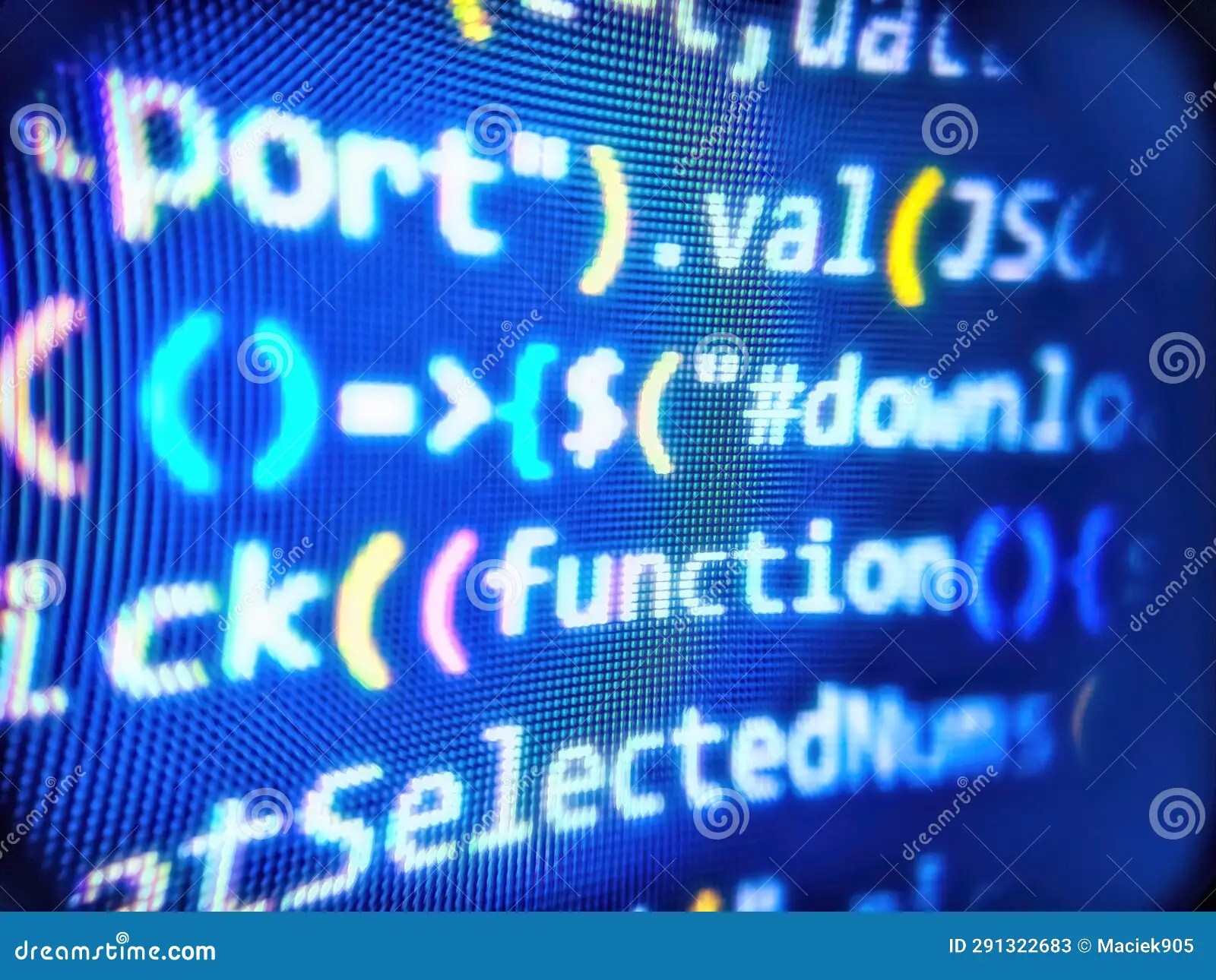 Programming Code on Computer Screen. Big Data Storage and Cloud