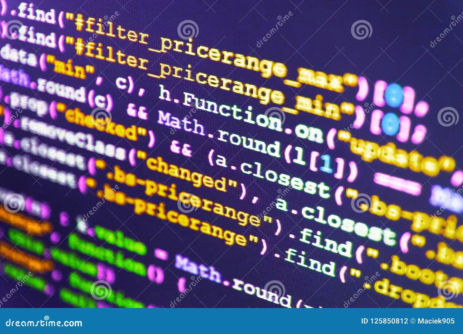 Programming Code on Computer Screen. Stock Photo Image of cloud, code