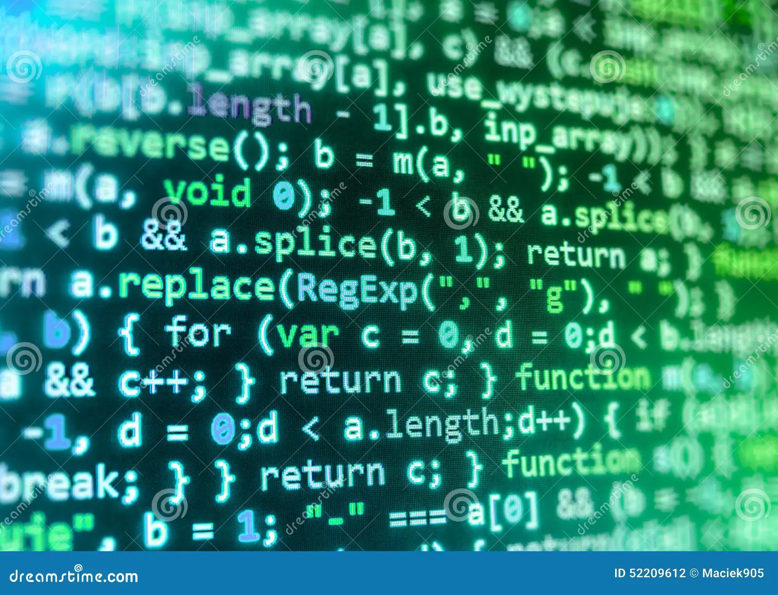 Programming Coding Source Code Screen. Stock Photo - Image of black