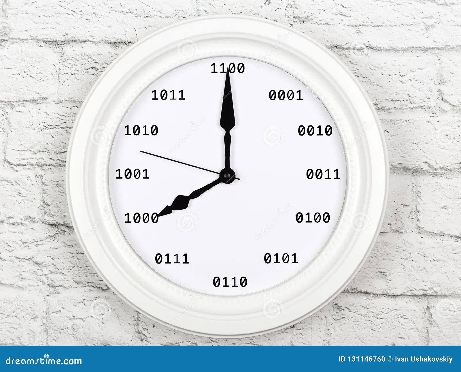 Programming Concept. Clock with Decimal Code Values Stock Photo Image