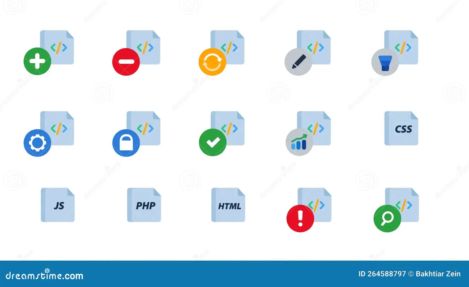 Programming Language Code Script File Icon Set Collection of Coding