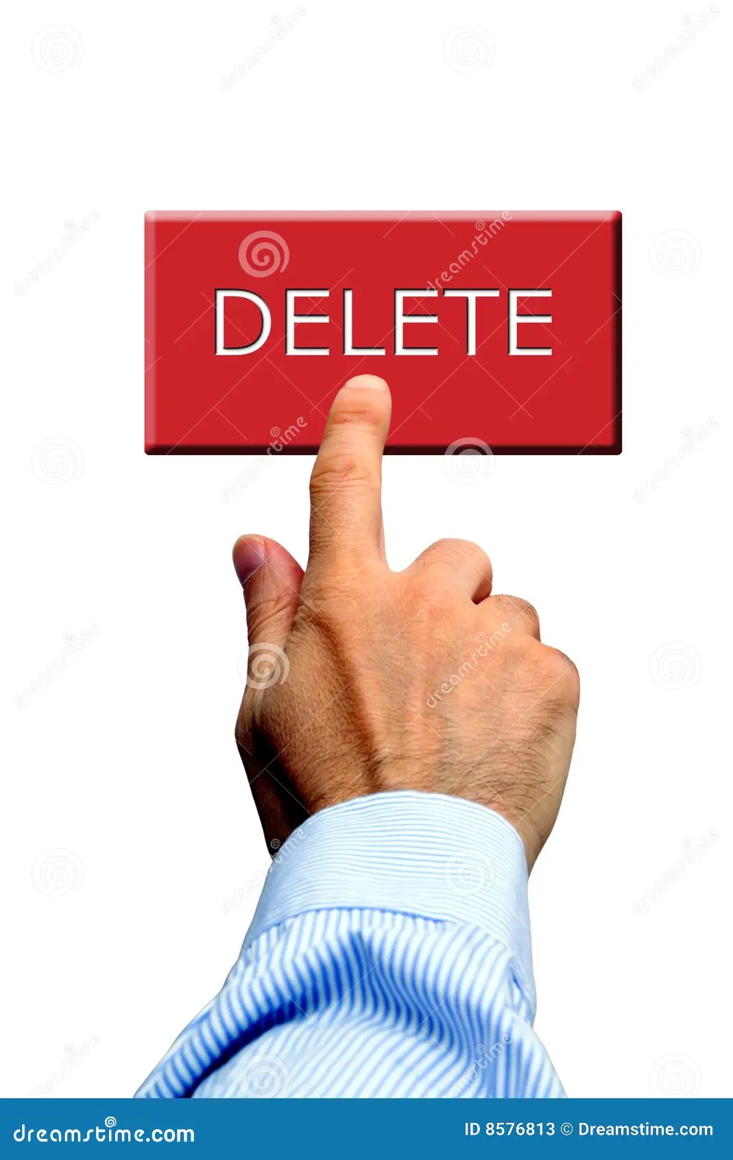 Pushing delete button stock image. Image of push, white 8576813