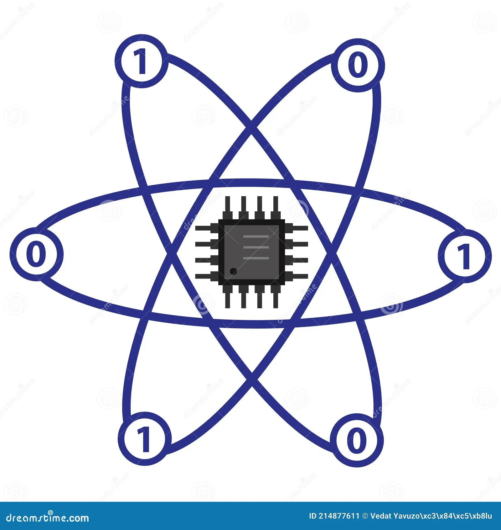 Quantum Computing Illustration Vector Isolated on White Background. Binary Digit Numbers and a