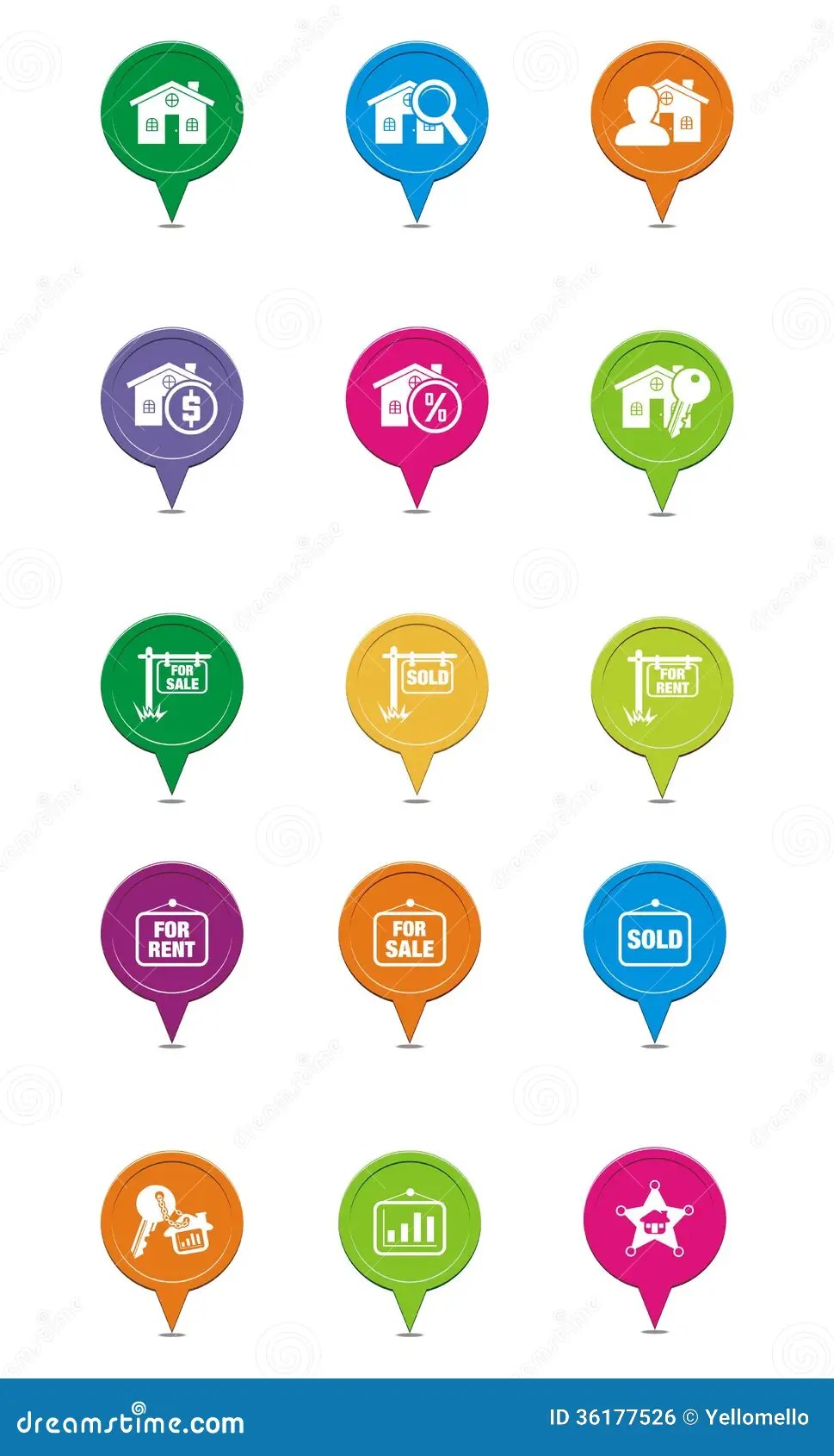 Real estate map pointers stock illustration. Illustration of house