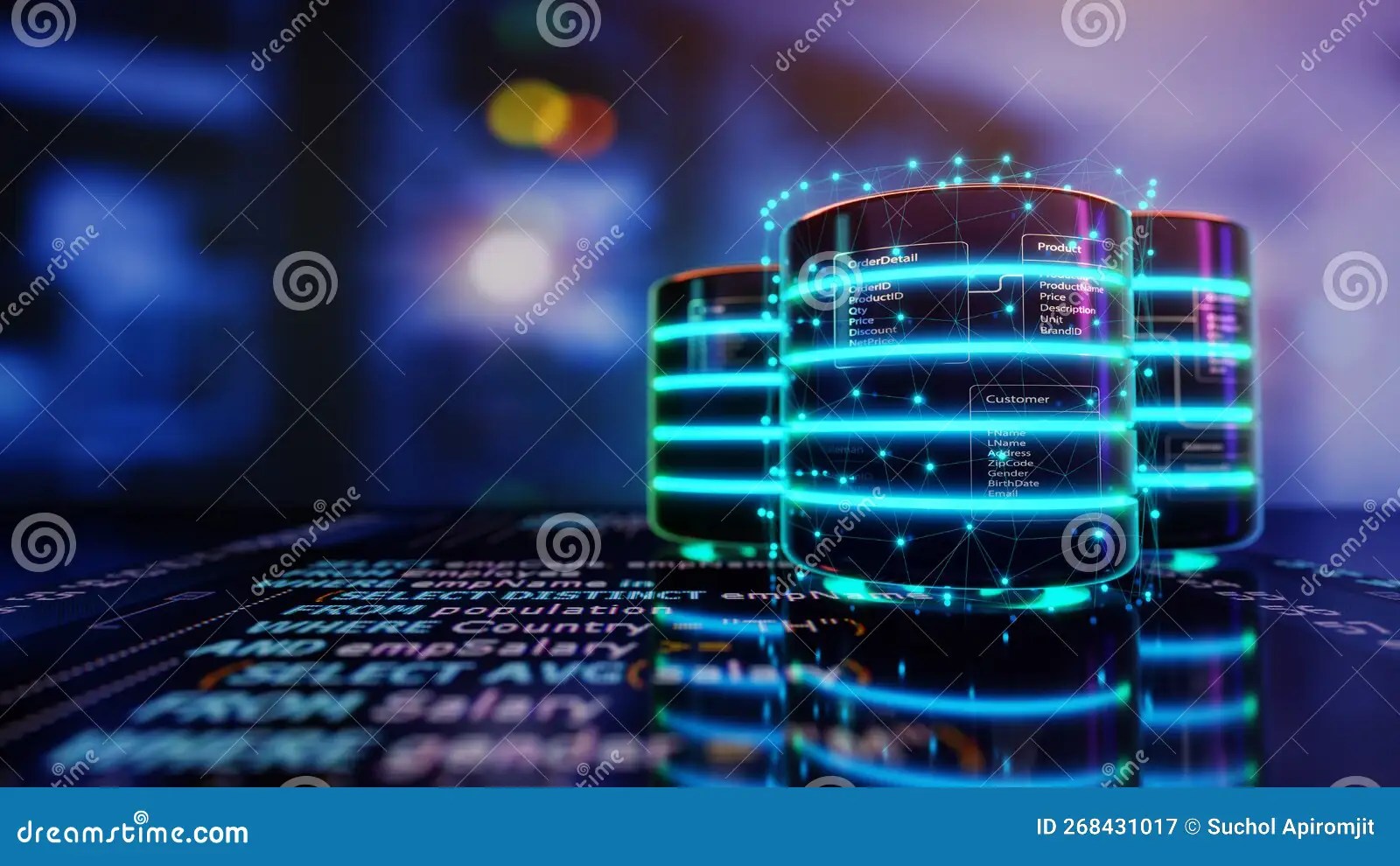 Relational Database Tables on Databases are Placed on Structured Query
