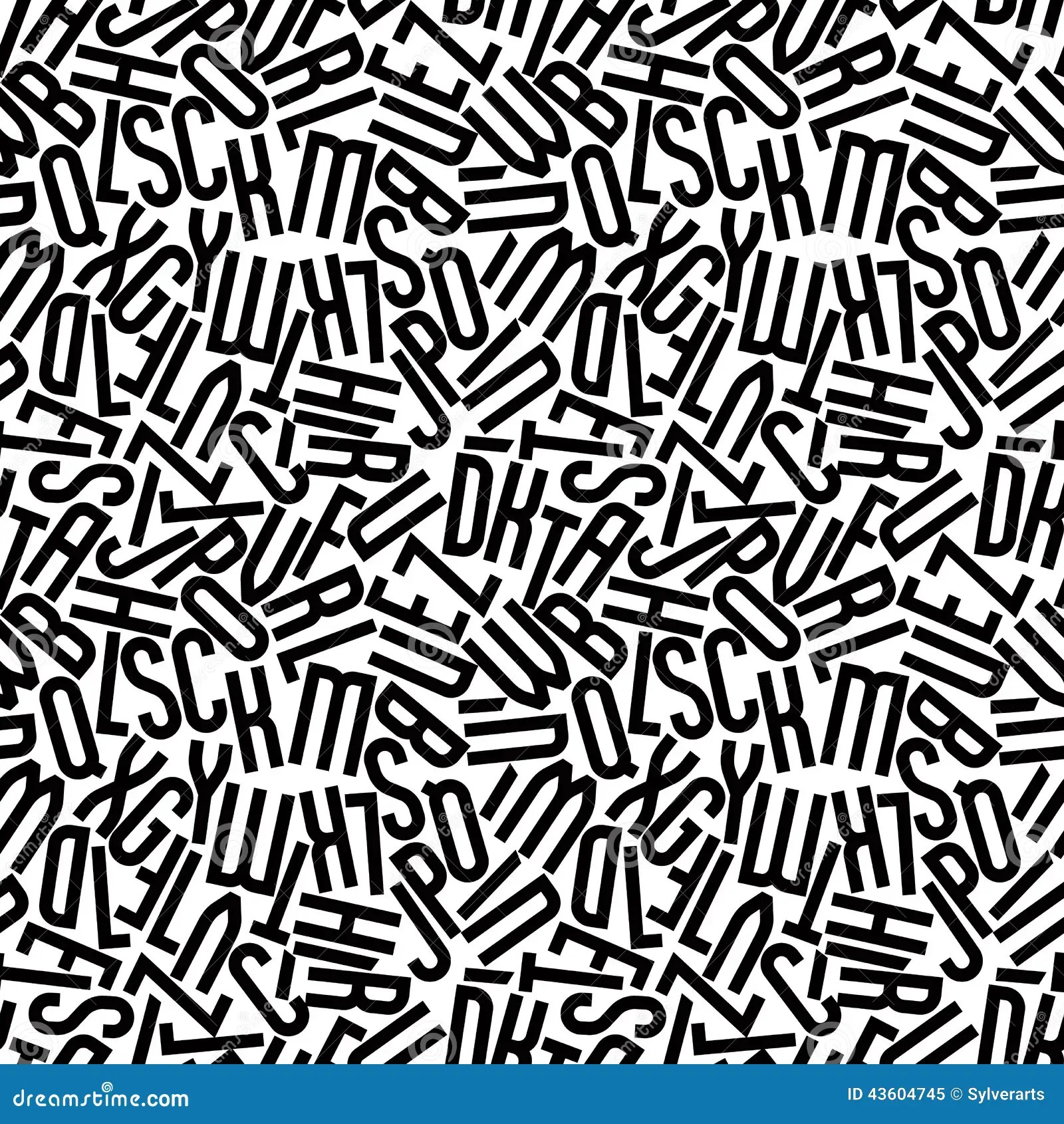 Repeatable Letters Pattern, Seamless Abstract Vector Background. Stock