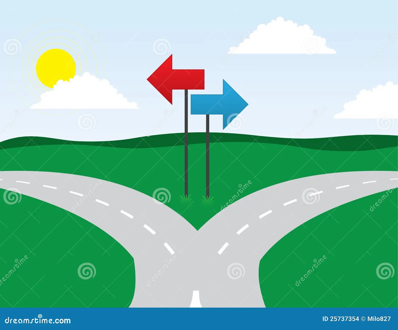 Road Split stock vector. Image of choices, signs, decide 25737354