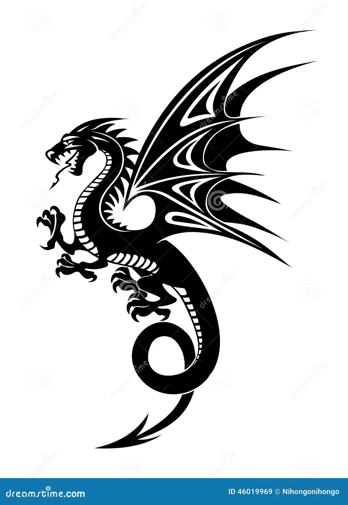 Schwarzer Drache vektor abbildung. Bild von magie, porzellan 46019969