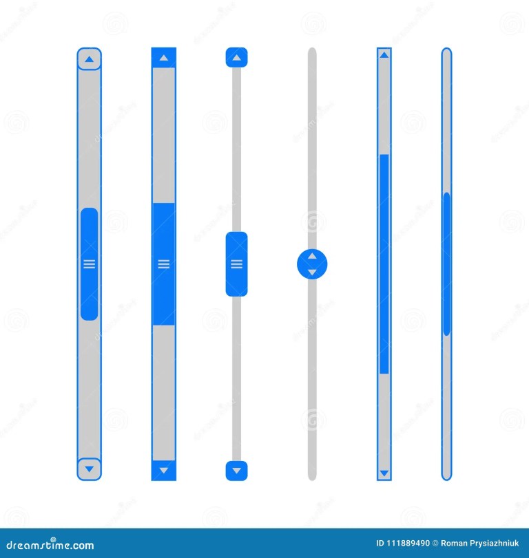 Scroll Bars Set.  Sliders Template for site User Interface. Vector. Stock Vector