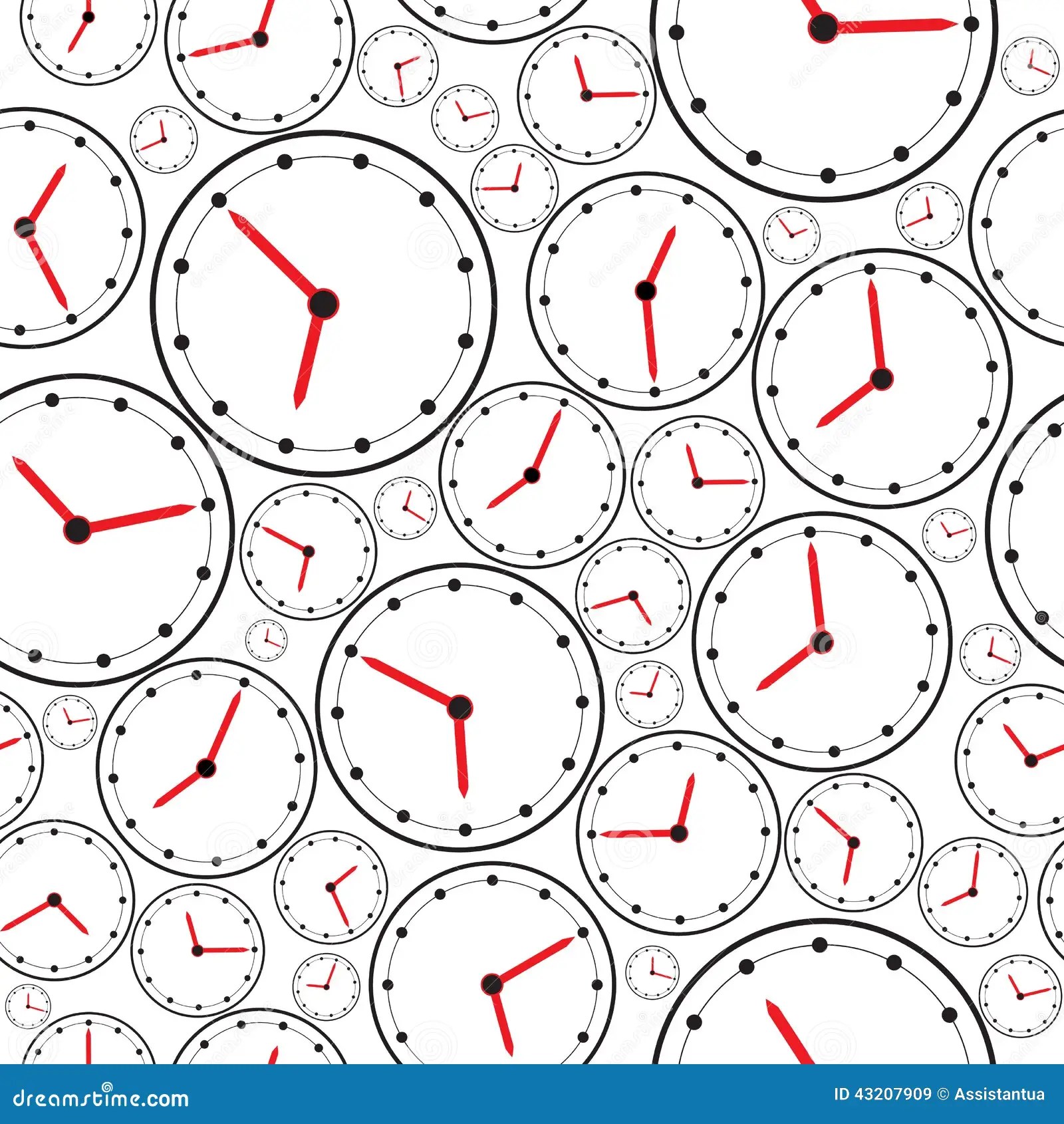 Seamless the Clock Pattern for Background. Vector Stock Vector
