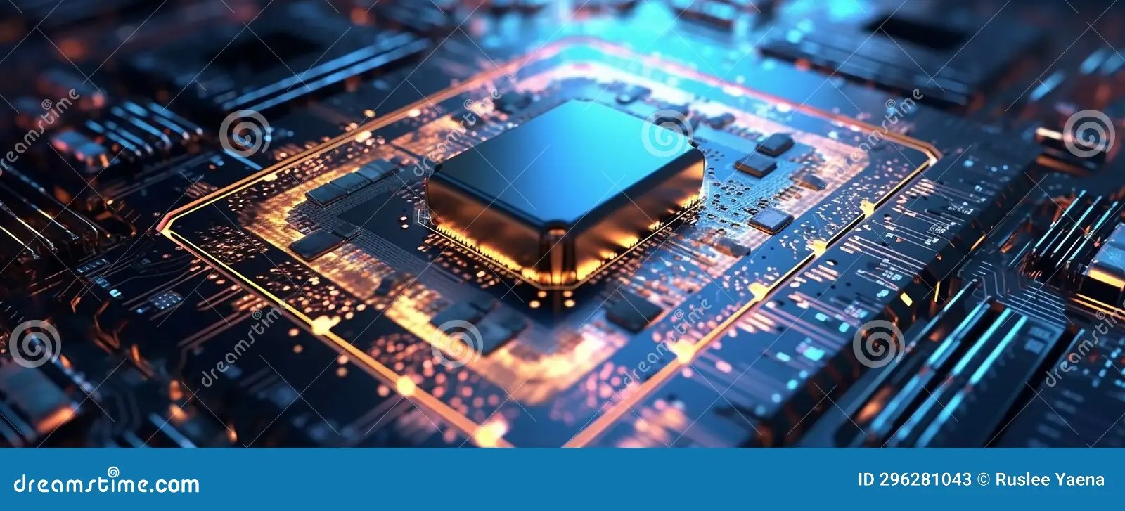 Semiconductor Circuit Board CPU Processor Microchip, Central Computer