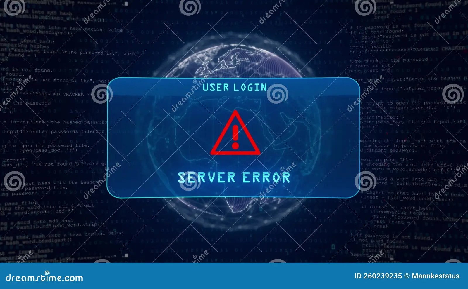 Server Error Warning with User Login Interface Concept Over Digital