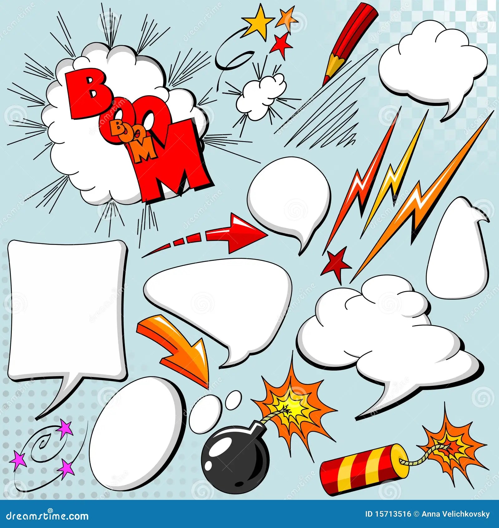 Set of comic elements stock vector. Illustration of chat 15713516