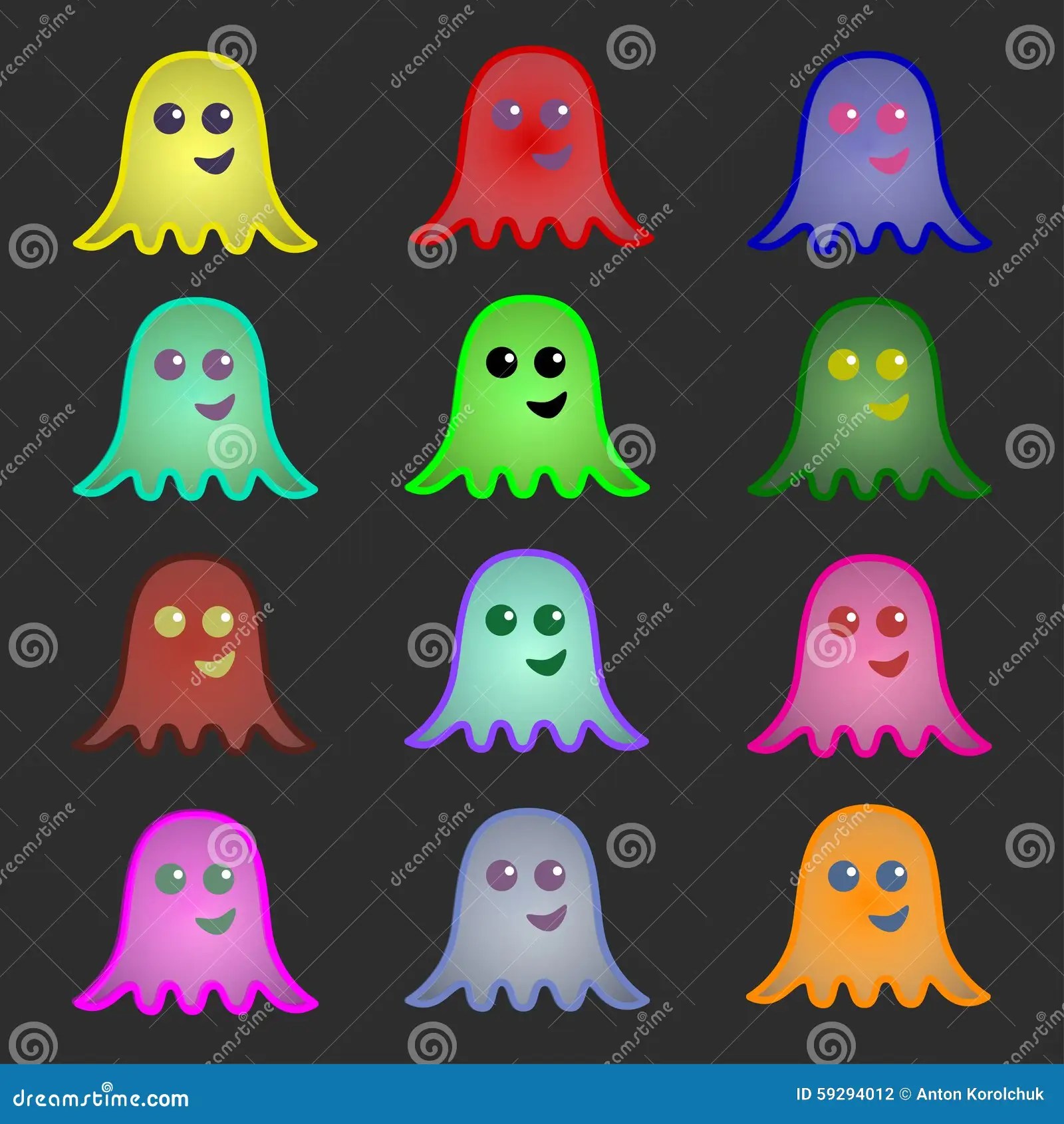 Set of multicolored ghosts stock illustration. Illustration of dead 59294012