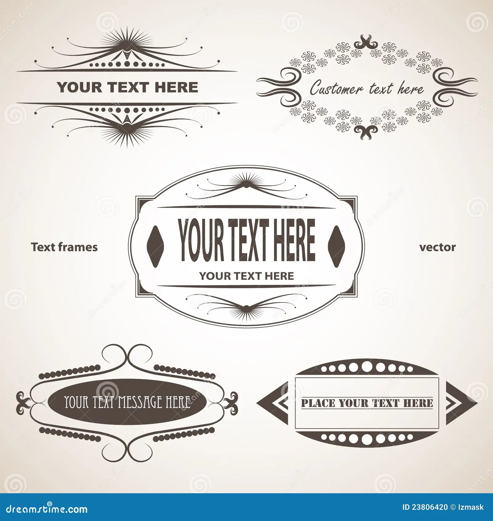 Set of text frames stock vector. Illustration of calligraphy 23806420