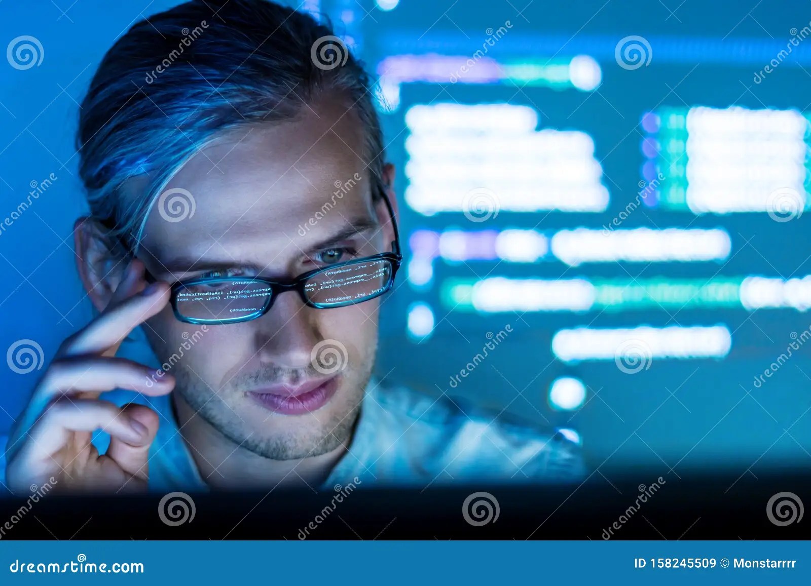 Software Developer, Freelancer Working with Program Code Stock Image