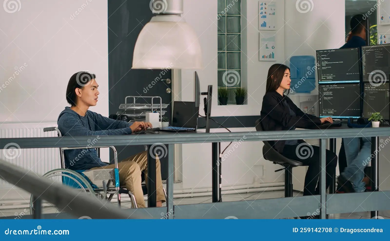 Software Programer with Physical Disability Writing Code on Computer Stock Photo Image of