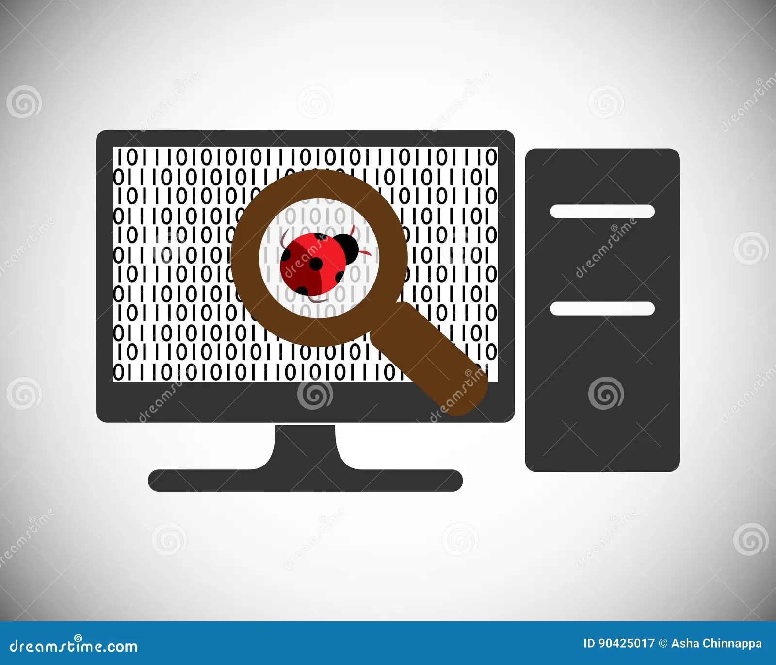 Software Testing Concept and Bug Finding Process Stock Vector