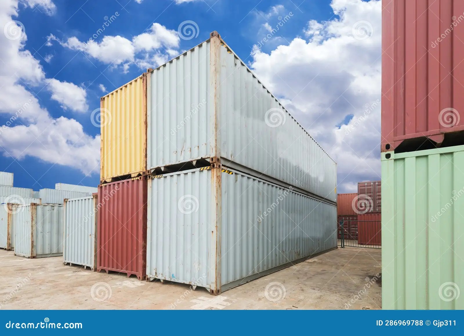 Stack of Cargo Containers at the Docks Stock Photo Image of delivery