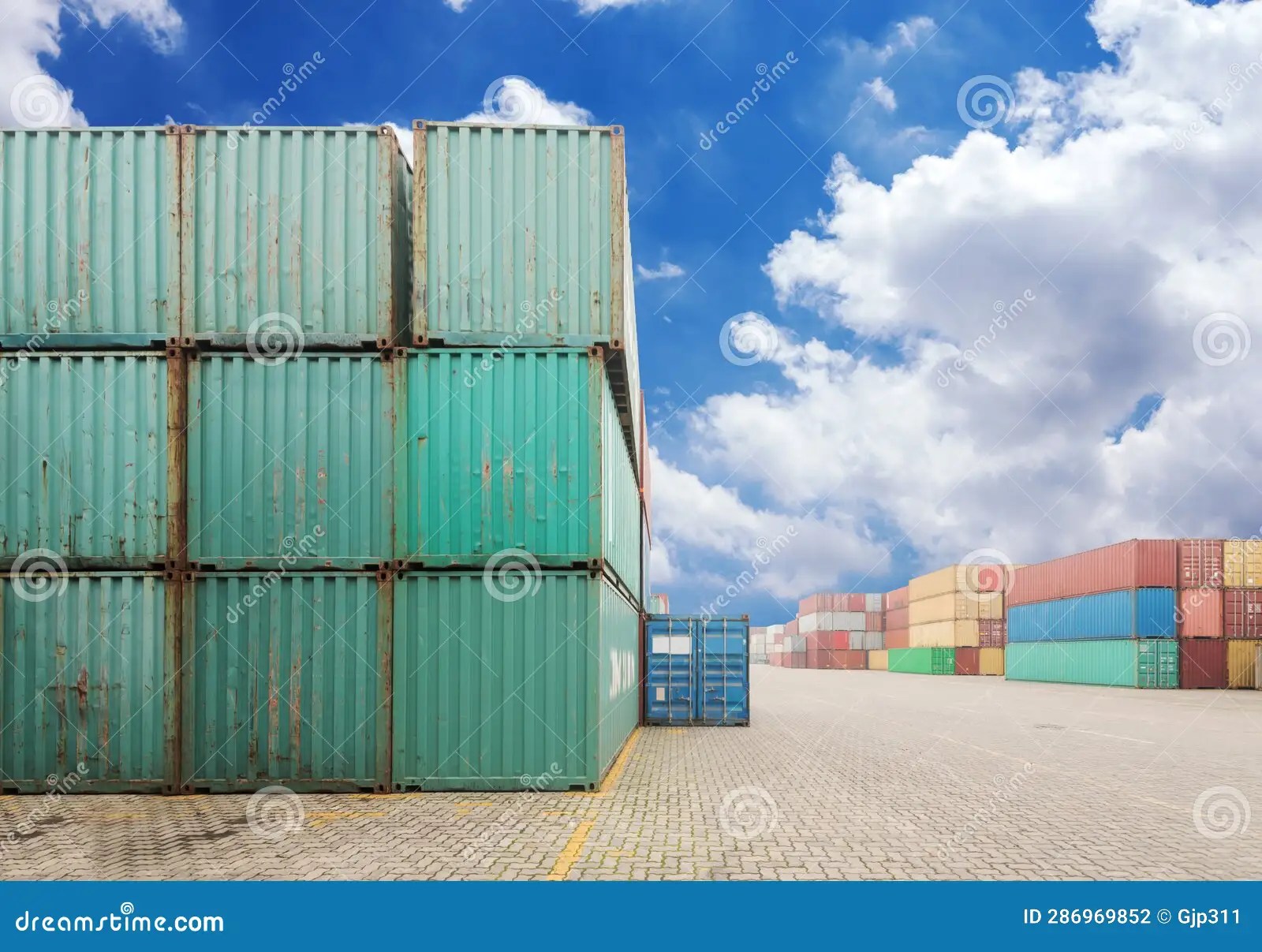 Stack of Cargo Containers at the Docks Stock Photo Image of logistics