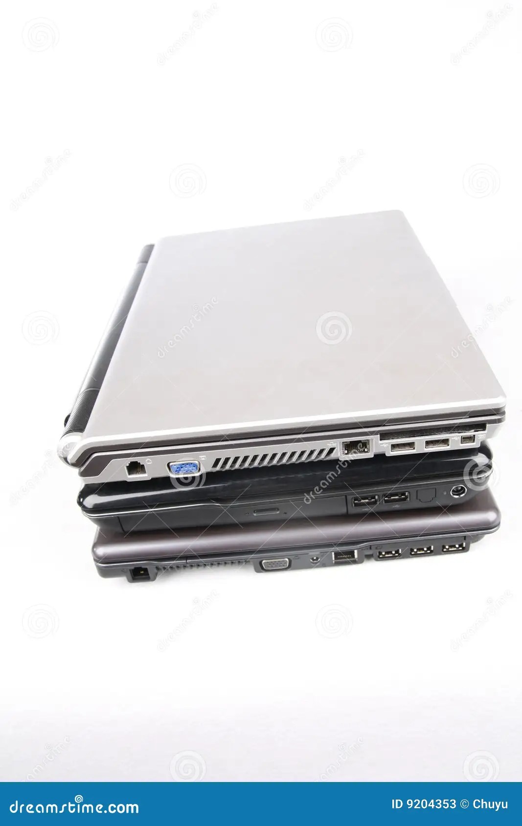 Stack of laptop computers stock image. Image of business 9204353