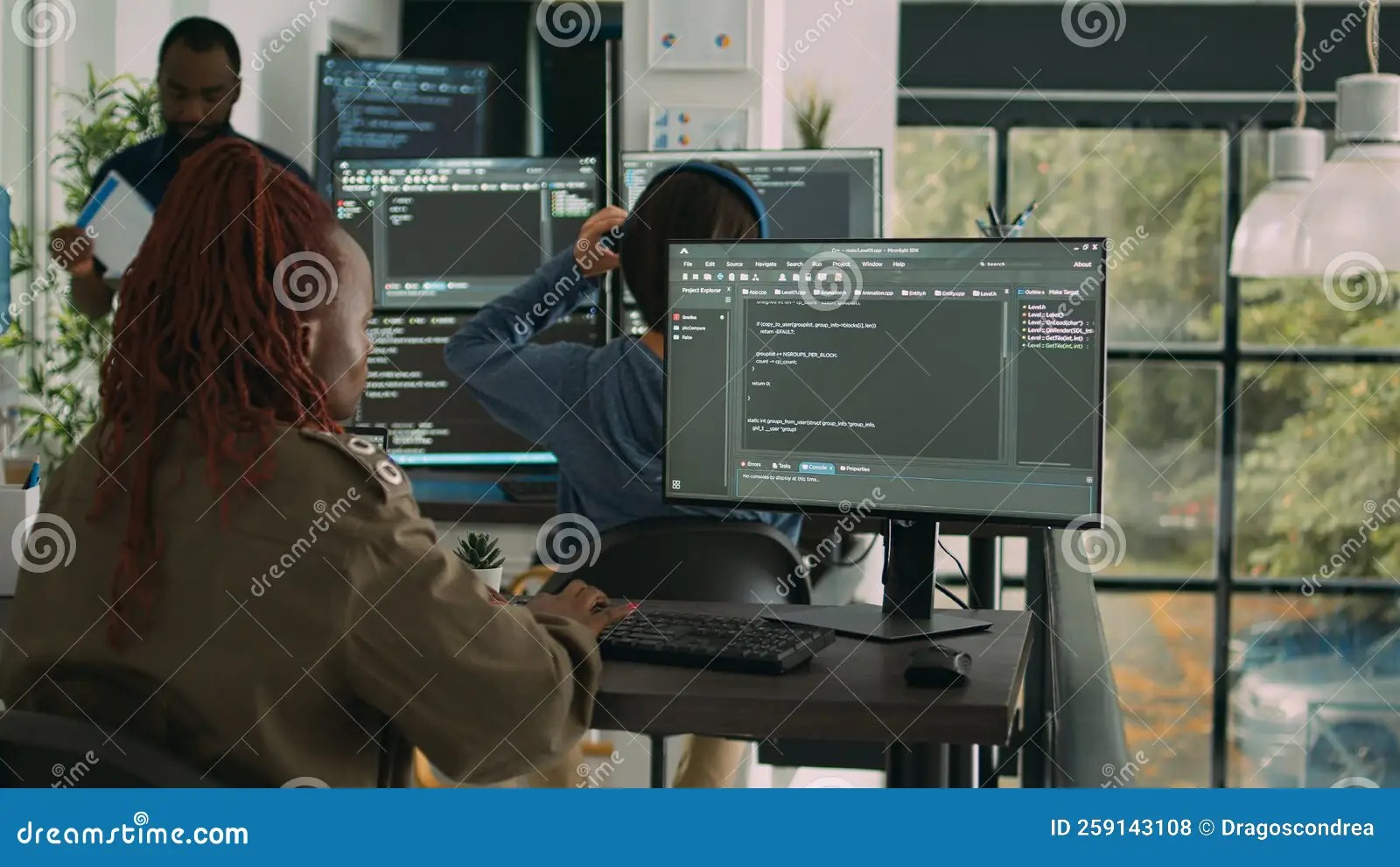 It System Engineer Working on Database Server Development Stock Photo
