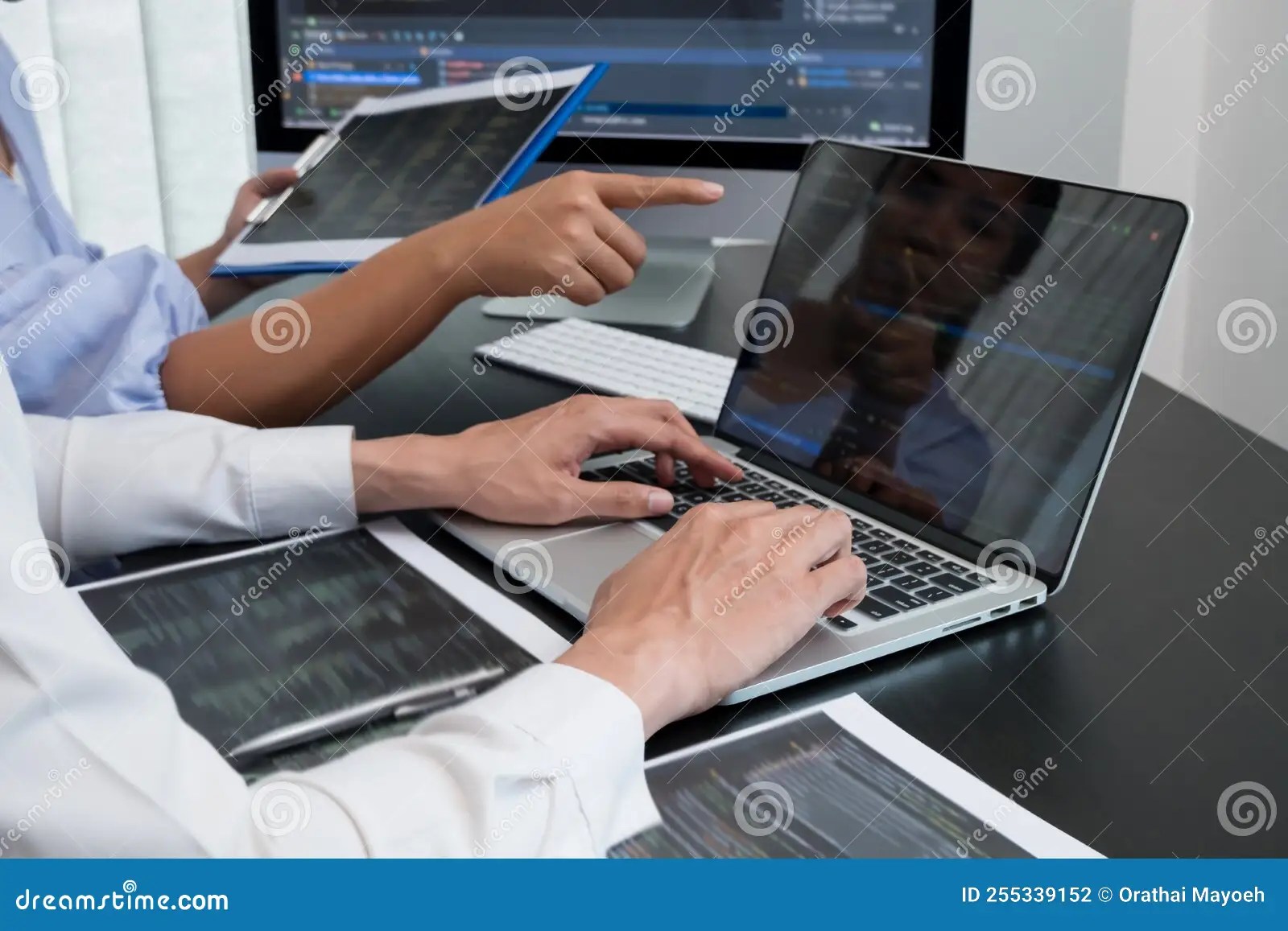 Team of Programmers Working with Computer Programming, Professional Development, and Coding