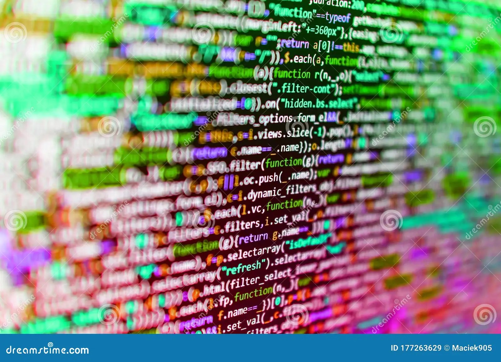 Technology Horizontal Background. Developer Software Programming Code. Php Language And Coding