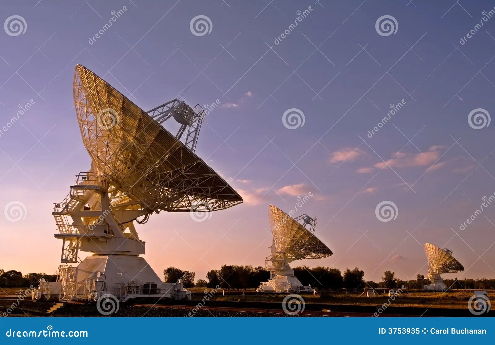 Three Compact Array Telescopes Stock Image Image of research