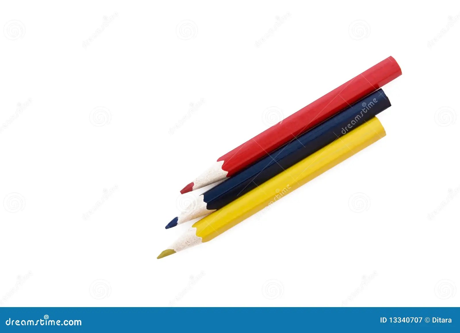 Three crayons stock image. Image of blue, colored, background 13340707