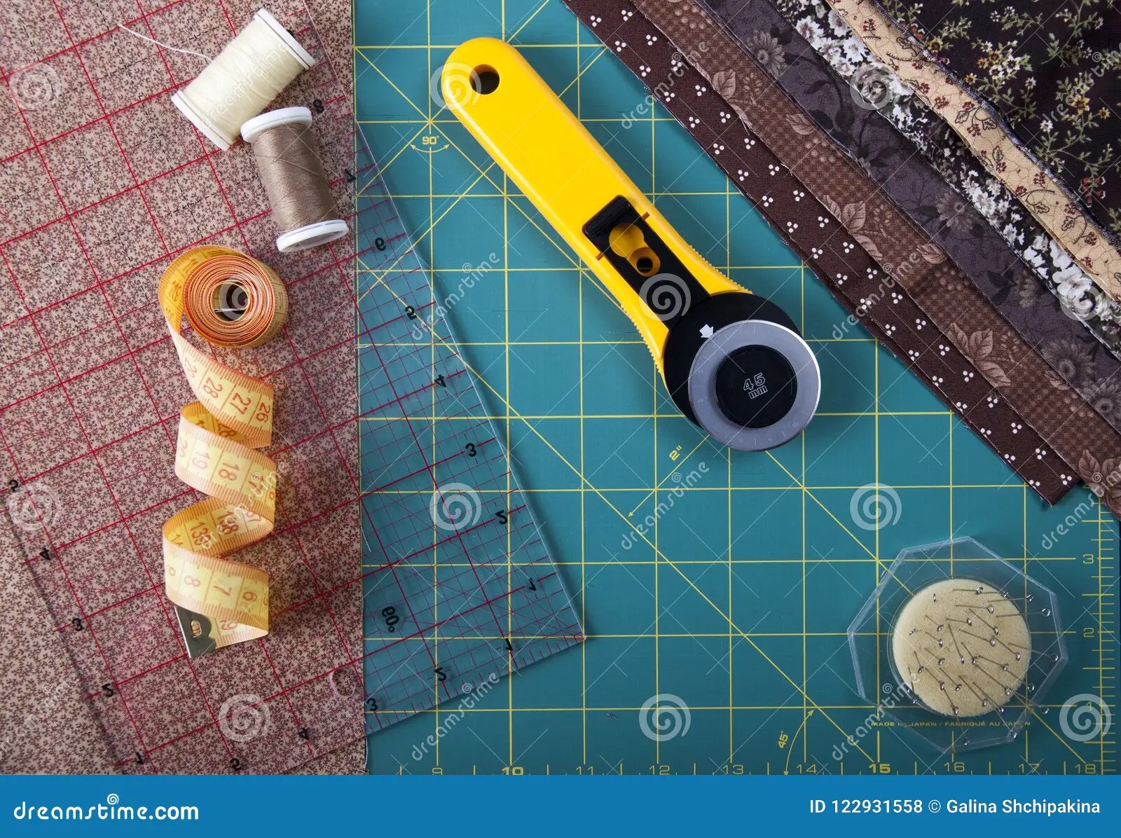 Tools for the Patchwork on the Mat for Patchwork Stock Photo Image of