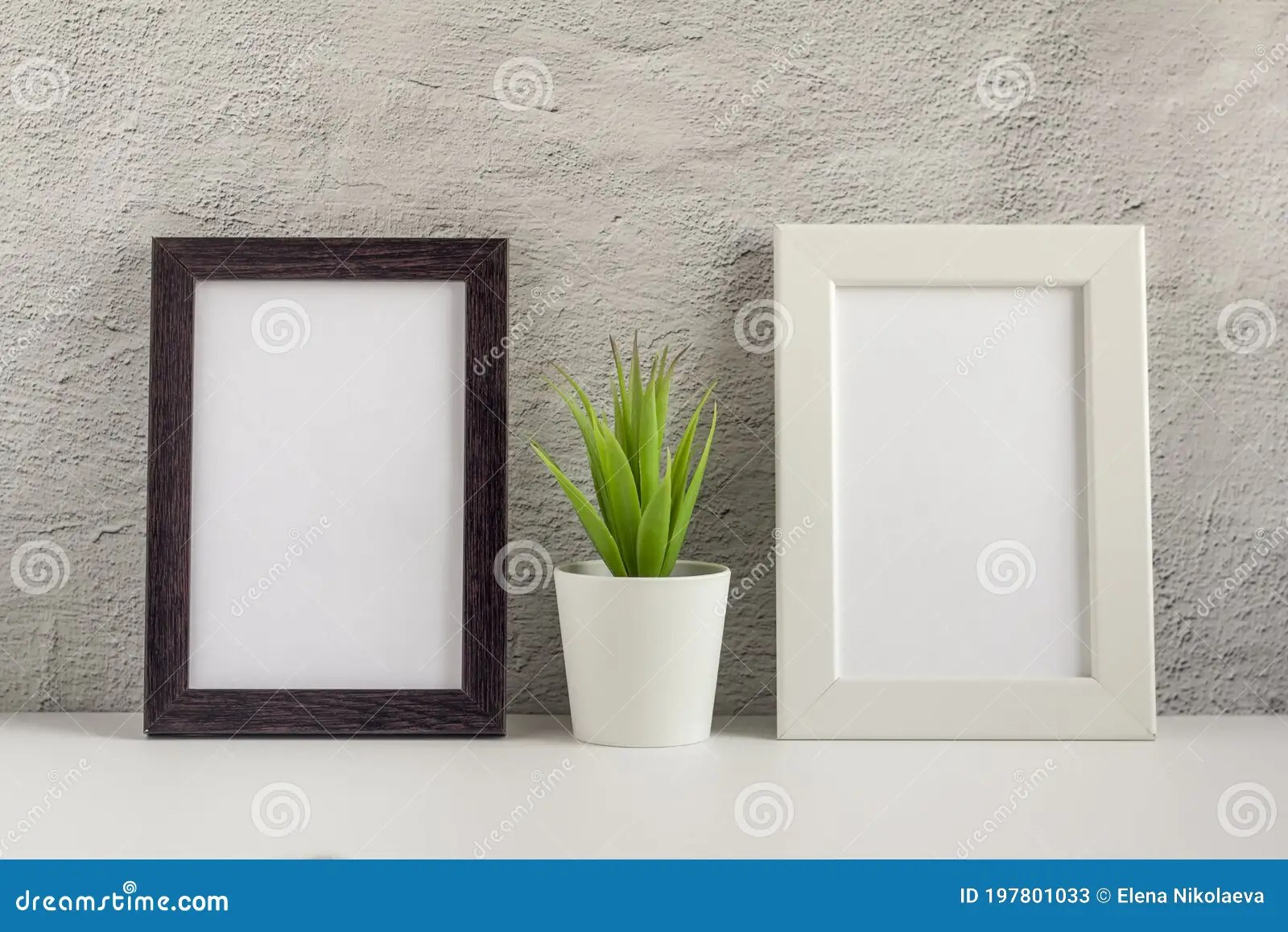 Two Empty Photo Frames on a Table or Shelf with a Copy of the Space