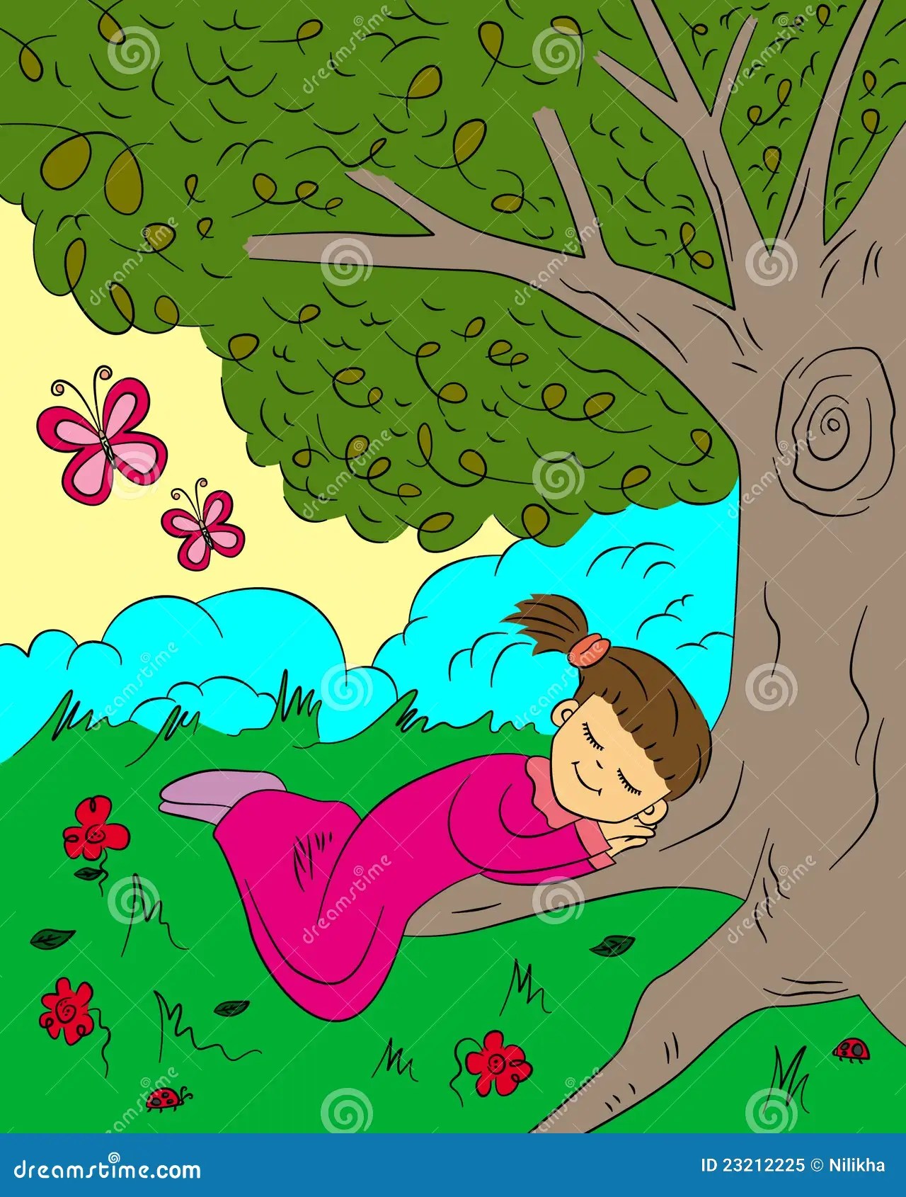 Under a tree stock illustration. Image of park, girl 23212225