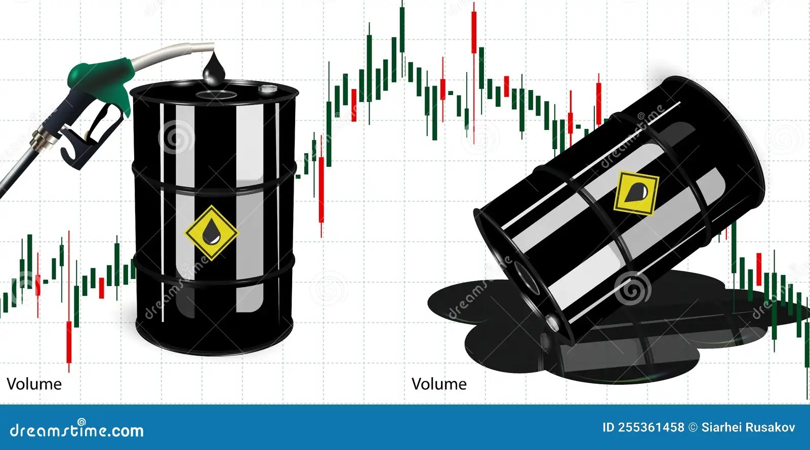 Vector Illustration of a Barrel of Ferrous Oil with a Financial Chart