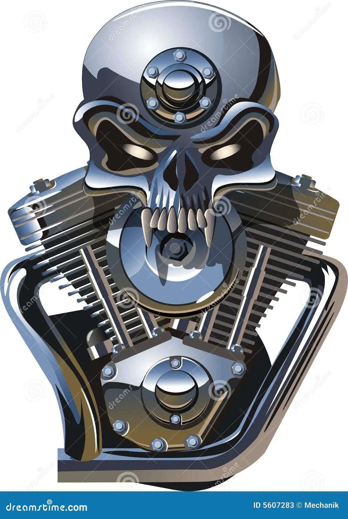 Vector Metall Skull With Engine Stock Photos Image 5607283
