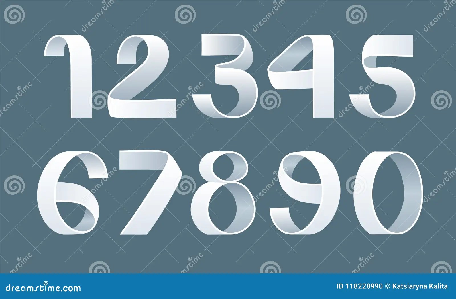 Vector of Paper Folding Numbers Stock Vector Illustration of