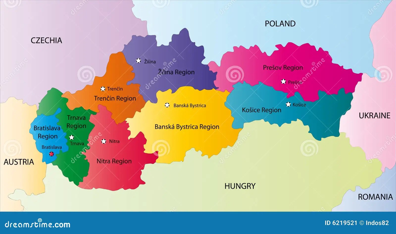 Slowakije Kaart Europages Slowakei Regionen Karte